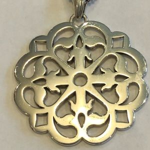 Brighton Silver Medallion Long Necklace